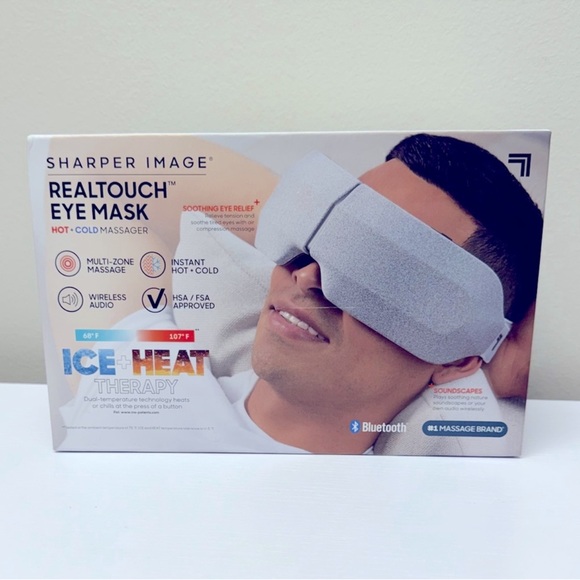 NIB Sharper Image RealTouch Eye Mask, Hot + Cold Massager, Bluetooth - Picture 7 of 12